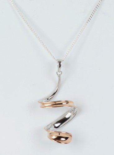 Sterling Silver/Rose Gold Plated Twist Pendant and Chain